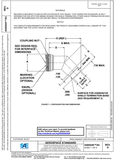 SAE AS 85049/83D-2019 - CONNECTOR ACCESSORIES, ELECTRICAL, BACKSHELL ...