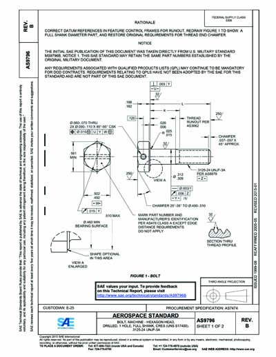 SAE AS 9796B-2015 (SAE AS9796B-2015) - BOLT, MACHINE - HEXAGON HEAD ...