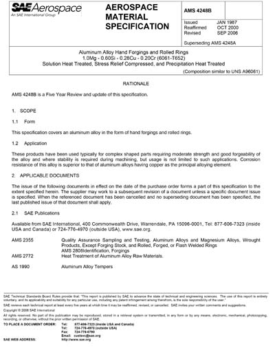 SAE AMS 4248B-2006 (SAE AMS4248B-2006) - Aluminum Alloy, Hand Forgings ...