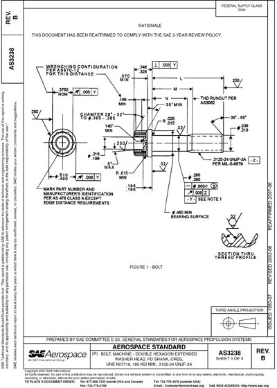 SAE AS 3238B-2002 (SAE AS3238B-2002) - Bolt, Machine-Double Hex ...