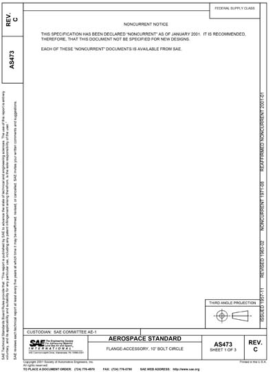 SAE AS 473C-1963 (SAE AS473C-1963) - Flange - Accessory, 10' Bolt ...