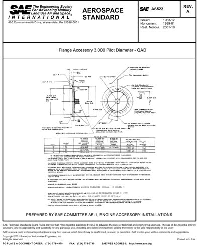 SAE AS 522A-1963 (SAE AS522A-1963) - Flange Accessory 3.000 Pilot ...