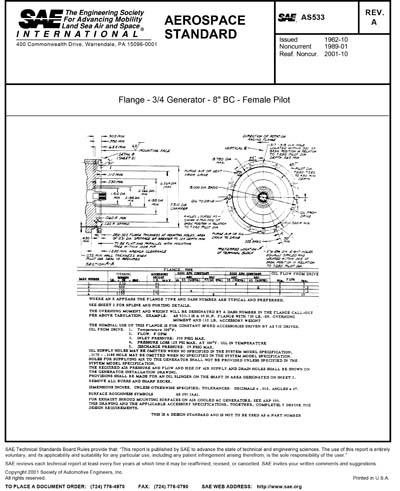 SAEページ SAE AS 533A-1962 (SAE AS533A-1962) - Flange - 3/4, Generator-8' BC