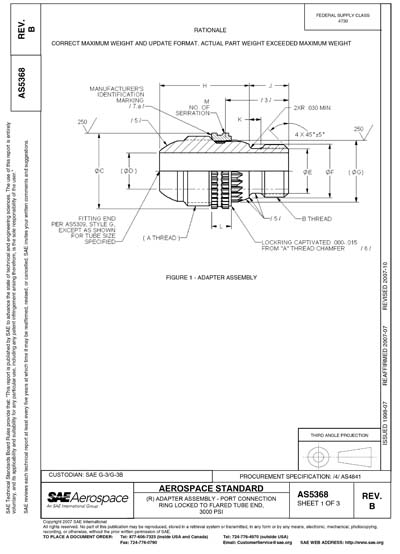SAE AS 5368B-2007 (SAE AS5368B-2007) - Adapter, Assembly-Port ...