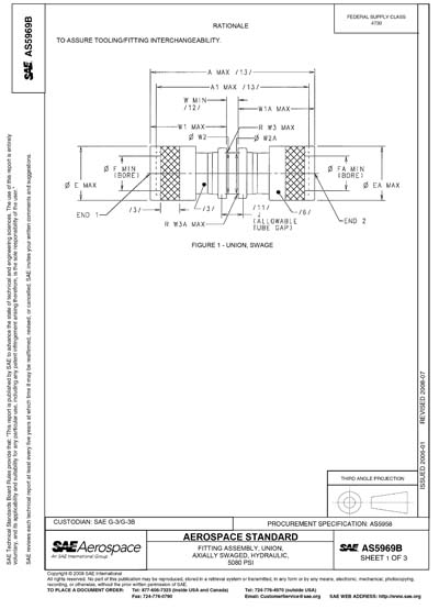 SAE AS 5969B-2008 (SAE AS5969B-2008) - Fitting Assembly, Union, Axially ...