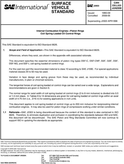 SAE J 2003-1998 (SAE J2003-1998) - Internal Combustion Engines~Piston ...