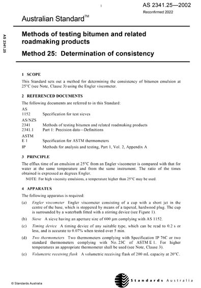 AS 2341.25-2002 (R2022) - Methods of testing bitumen and related ...