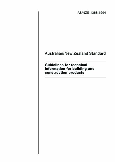AS/NZS 1388:1994 - Guidelines for technical information for building ...