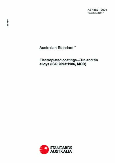 AS 4169-2004 (R2017) - Electroplated coatings - Tin and tin alloys ...