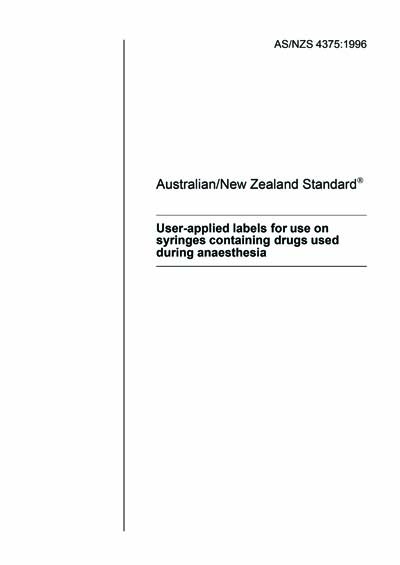 AS/NZS 4375:1996 - User-applied labels for use on syringes containing ...