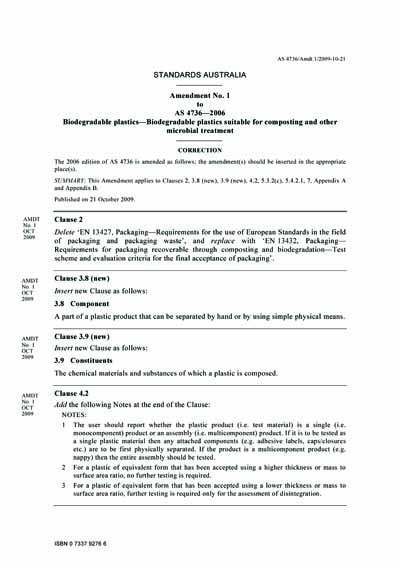 AS 4736-2006/Amdt 1-2009 - Biodegradable plastics - Biodegradable ...