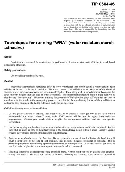 Wra02 Test Requirements TIP 0304-46 - Techniques for running