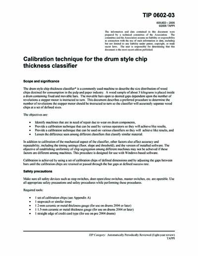 TIP 0602-03 - Calibration technique for the drum style chip thickness ...