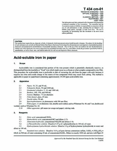 T 434 - Acid-soluble iron in paper