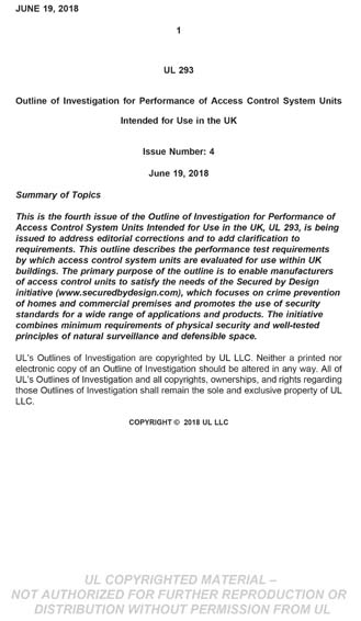 Um 293 UL 293 Ed. 4-2018 - Outline of Investigation for Performance of Access ...